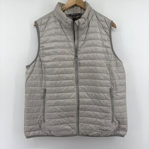 Eddie Bauer EB700 Down Puffer Vest Womens XL Gray Full Zip Lightweight Insulated